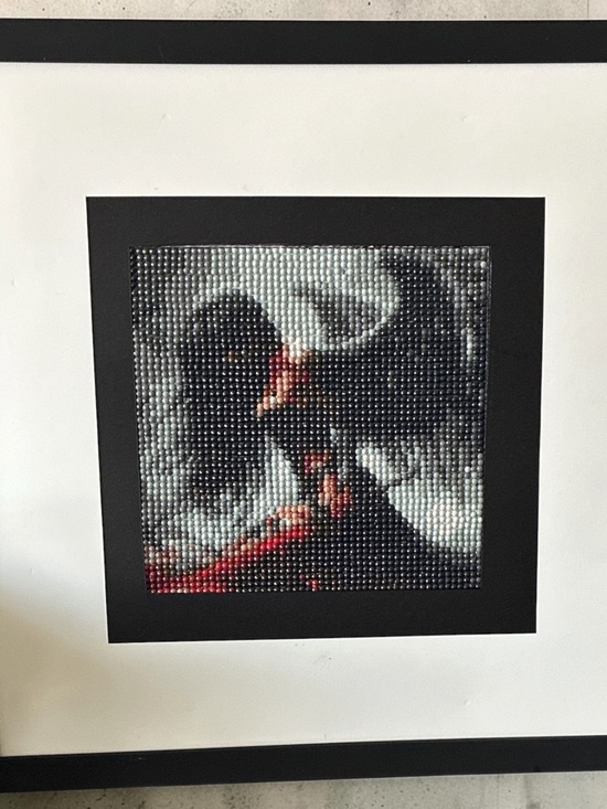 Other - Framed Beaded Angel Art in Black, Gray & Red